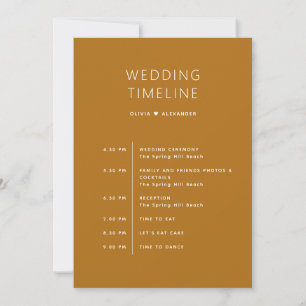 Convite Casamento Minimalista Marrom Mostarda Cronologia