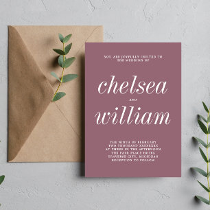 Convite Casamento Minimalista Mauve Dark 2 Simplicity