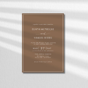 Convite Casamento Minimalista Mocha Marrom Fronteira Dinhe