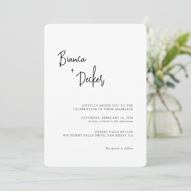 Convite Casamento Minimalista Moderno (Em pé/Frente)