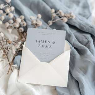 Convite Casamento Minimalista Moderno Azul Escuro