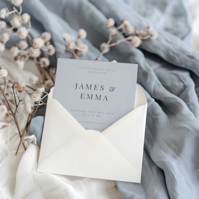 Convite Casamento Minimalista Moderno Azul Escuro (Criador carregado)