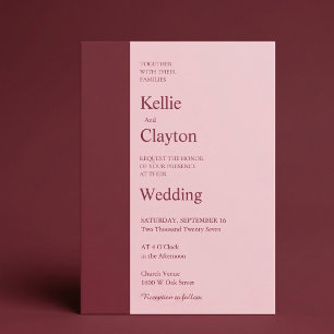 Convite Casamento Minimalista Moderno Bar Vermelho