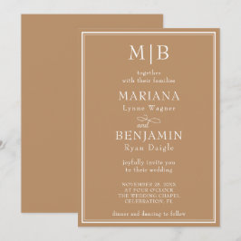 Convite Casamento Minimalista Moderno Bege