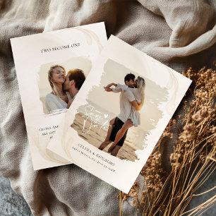 Convite Casamento Minimalista Moderno Boho com Fotos de Pi