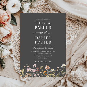 Convite Casamento Minimalista Moderno Boho Wildflower