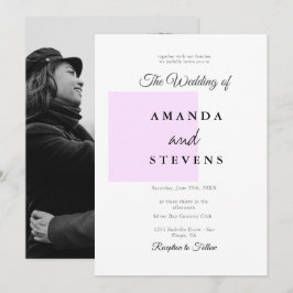 Convite Casamento Minimalista Moderno Branco Rosa Foto