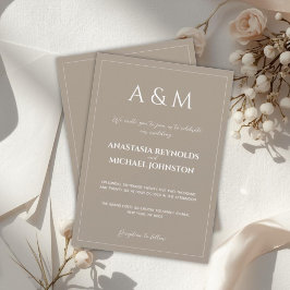 Convite Casamento minimalista moderno castanho claro