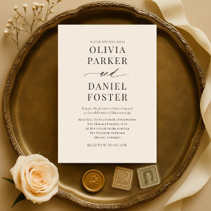 Convite Casamento Minimalista Moderno Champagne Elegante