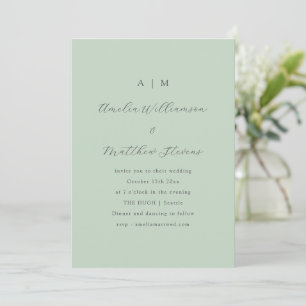Convite Casamento Minimalista Moderno com Letra Macia Verd