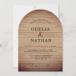 Convite Casamento Minimalista Moderno com Textura de Madei