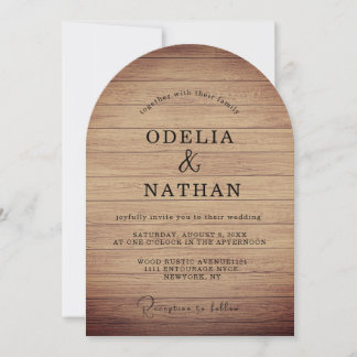 Convite Casamento Minimalista Moderno com Textura de Madei