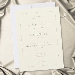 Convite Casamento Minimalista Moderno Creme Marfim Elegant