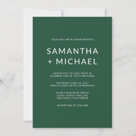 Convite Casamento Minimalista Moderno de Pinho Profundo e