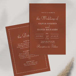 Convite Casamento Minimalista Moderno de Terracota
