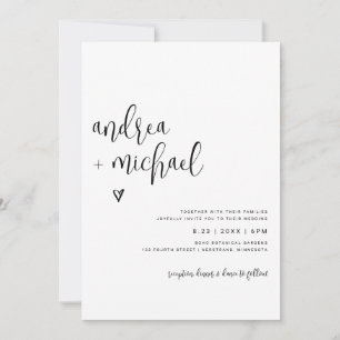 Convite Casamento Minimalista Moderno Divertido Coração