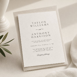 Convite Casamento Minimalista Moderno e Elegante em Marfim