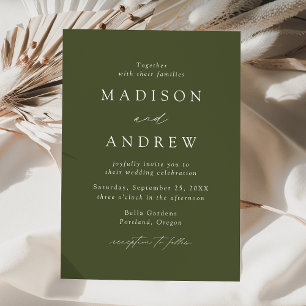 Convite Casamento Minimalista Moderno e Elegante em Verde