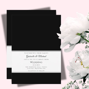 Convite Casamento Minimalista Moderno Elegante em Preto e 