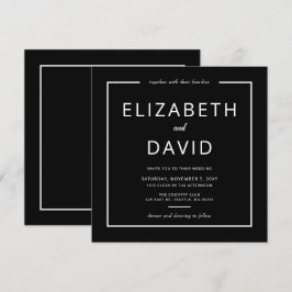 Convite Casamento Minimalista Moderno Elegante Negro e Bra