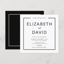 Convite Casamento Minimalista Moderno Elegante Negro e Bra