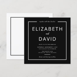 Convite Casamento Minimalista Moderno Elegante Negro e Bra