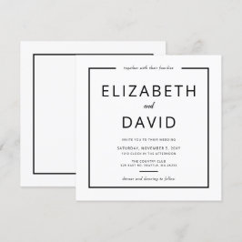 Convite Casamento Minimalista Moderno Elegante Negro e Bra