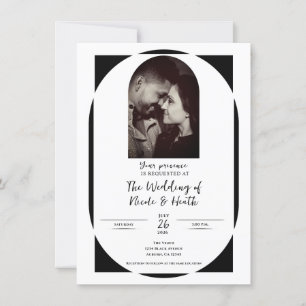 Convite Casamento Minimalista Moderno em Preto e Branco