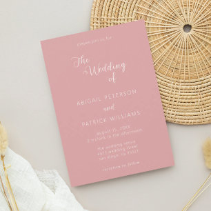 Convite Casamento Minimalista Moderno em Rosa Po dusty