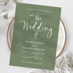 Convite Casamento Minimalista Moderno em Verde Sage