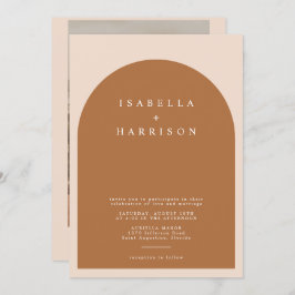 Convite Casamento Minimalista Moderno Laranja Queimado