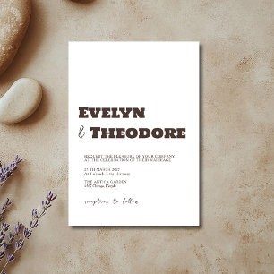 Convite Casamento Minimalista Moderno Marrom Espresso