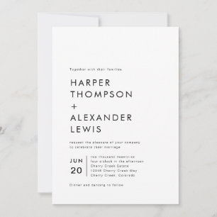 Convite Casamento Minimalista Moderno Ousado