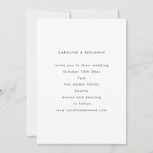 Convite Casamento Minimalista Moderno Outono Preto Branco (Frente)