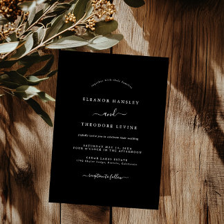 Convite Casamento Minimalista Moderno Preto