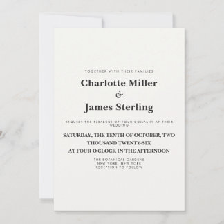 Convite Casamento Minimalista Moderno Preto e Branco