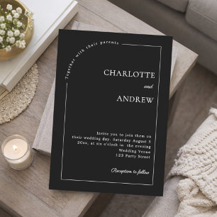 Convite Casamento minimalista moderno preto e branco