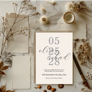 Convite Casamento Minimalista Moderno Preto e Branco