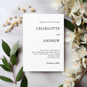 Convite Casamento minimalista moderno preto e branco