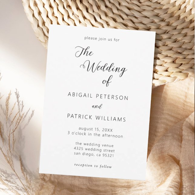 Convite Casamento Minimalista Moderno Preto e Branco (Criador carregado)