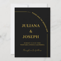 Casamento Minimalista Moderno Preto e Dourado