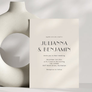 Convite Casamento Minimalista Moderno Preto Marfim Art Déc