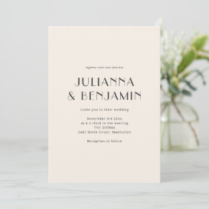 Convite Casamento Minimalista Moderno Preto Marfim Art Déc