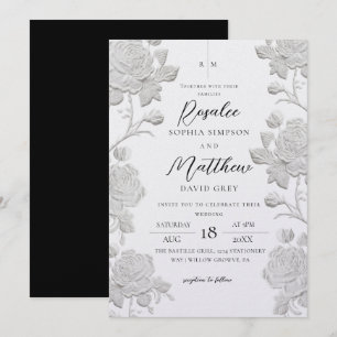 Convite Casamento Minimalista Moderno Rosa Branco e Preto