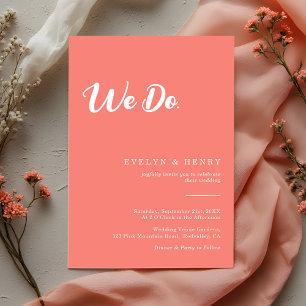 Convite Casamento Minimalista Moderno Rosa Coral Nós Fazem
