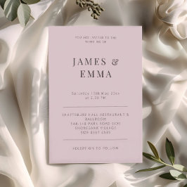 Convite Casamento Minimalista Moderno Rosa Desbotado