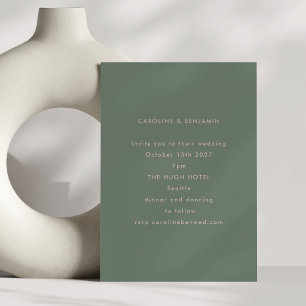 Convite Casamento Minimalista Moderno Rosa Suave e Verde S