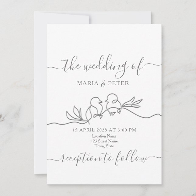 Convite Casamento Minimalista Moderno Simples (Frente)