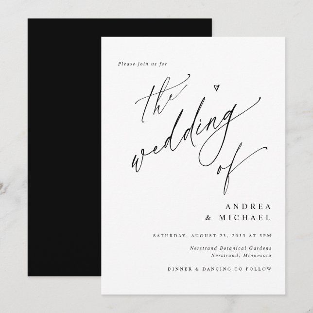 Convite Casamento Minimalista Moderno Simples e Elegante (Frente/Verso)