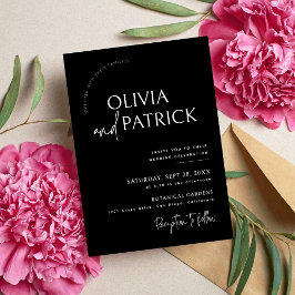 Convite Casamento Minimalista Moderno Simples Preto e Bran